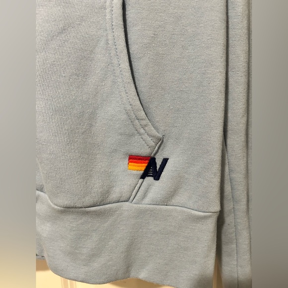 EUC Aviator Nation Light Blue Hoodie with Multicolor Arm Logo - Picture 7 of 13